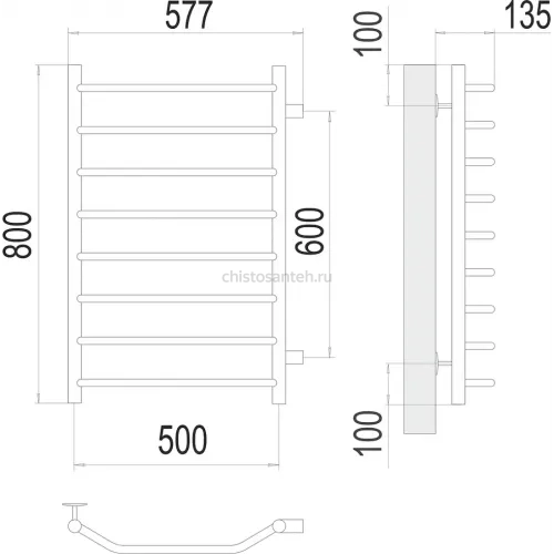 Виктория П8 500х800 Полотенцесушитель TERMINUS