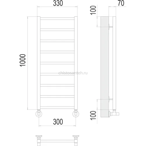 Контур П9 300х1000 Полотенцесушитель TERMINUS