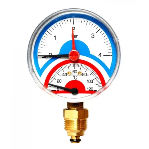 Термоманометр радиальный 80 мм 1/2", 4 бар, 120°C Watts FR 828
