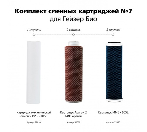 Комплект сменных картриджей Гейзер Био № 7 для жесткой воды 50035 (ГЕЙЗЕР)
