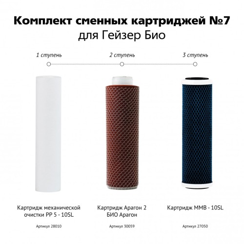 Комплект сменных картриджей Гейзер Био № 7 для жесткой воды 50035 (ГЕЙЗЕР)