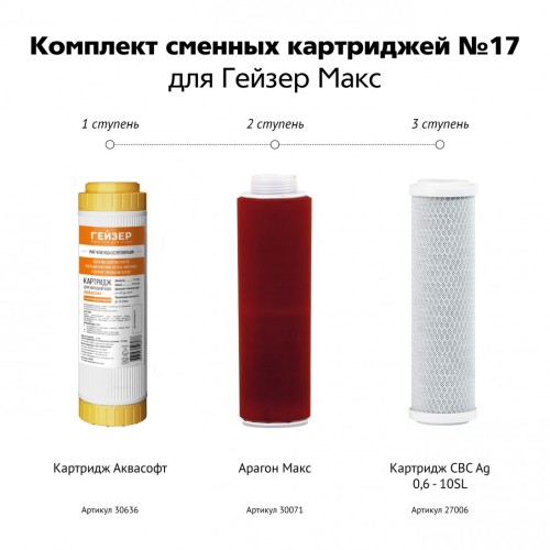 Комплект сменных картриджей № 17 для Гейзер Макс 50091 (ГЕЙЗЕР)