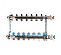 Коллекторная группа REHAU HKV на 7 выходов (РЕХАУ - 12180711001)1"x3/4"ЕК из нержавеющей стали с регулирующими и термостатическими вентилям