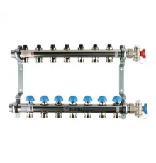 Коллекторная группа REHAU HKV на 7 выходов (РЕХАУ - 12180711001)1"x3/4"ЕК из нержавеющей стали с регулирующими и термостатическими вентилям