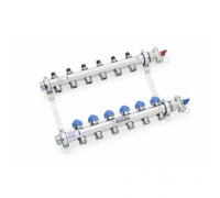 Коллекторная группа REHAU HKV на 12 выходов (РЕХАУ - 12181211001)1"x3/4"ЕК из нержавеющей стали с регулирующими и термостатическими вентилям