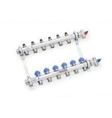 Коллекторная группа REHAU HKV на 12 выходов (РЕХАУ - 12181211001)1"x3/4"ЕК из нержавеющей стали с регулирующими и термостатическими вентилям