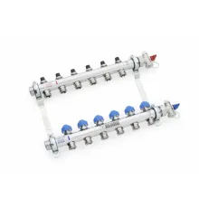 Коллекторная группа REHAU HKV на 12 выходов (РЕХАУ - 12181211001)1"x3/4"ЕК из нержавеющей стали с регулирующими и термостатическими вентилям