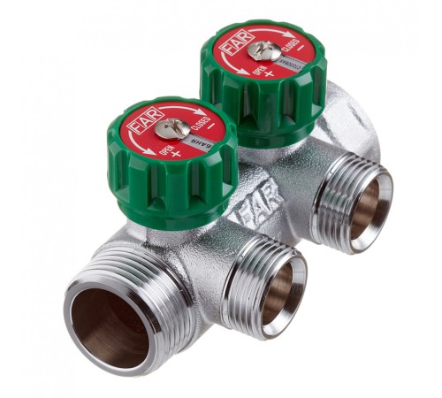 Коллектор Far (FK 3821 134) 1 ВР(г) х 2 выхода 3/4 НР(ш) ЕК х 1 НР(ш) регулируeмый (ФАР) Коллектор Far (FK 3821 134) 1 ВР(г) х 2 выхода 3/4 НР(ш) ЕК х 1 НР(ш) регулируeмый (ФАР)