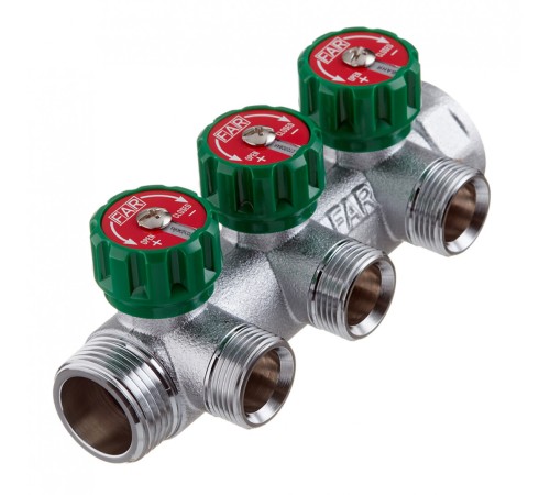Коллектор Far (FK 3822 134) 1 ВР(г) х 3 выхода 3/4 НР(ш) ЕК х 1 НР(ш) регулируeмый (ФАР) Коллектор Far (FK 3822 134) 1 ВР(г) х 3 выхода 3/4 НР(ш) ЕК х 1 НР(ш) регулируeмый (ФАР)
