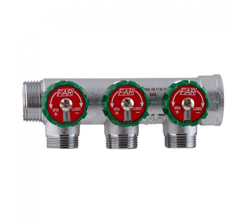 Коллектор Far (FK 3822 134) 1 ВР(г) х 3 выхода 3/4 НР(ш) ЕК х 1 НР(ш) регулируeмый (ФАР) Коллектор Far (FK 3822 134) 1 ВР(г) х 3 выхода 3/4 НР(ш) ЕК х 1 НР(ш) регулируeмый (ФАР)