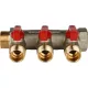 Коллектор распределительный 3/4" с запорными кранами и 3 отводами 1/2", ручки красные STOUT