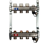 Коллекторная группа из нержавеющей стали без расходомеров, с клапаном выпуска воздуха и сливом на 3 выхода STOUT