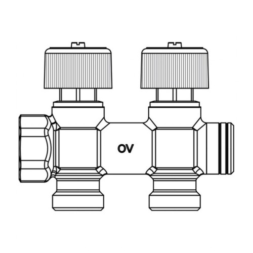 Коллектор Oventrop (4200552) 3/4 ВР(г) х 2 выхода 3/4 НР(ш) ЕК х 3/4 НР(ш) регулируeмый