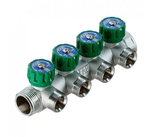 Коллектор Far (FK 3824 134) 1 ВР(г) х 4 выхода 3/4 НР(ш) ЕК х 1 НР(ш) регулируeмый (ФАР) Коллектор Far (FK 3824 134) 1 ВР(г) х 4 выхода 3/4 НР(ш) ЕК х 1 НР(ш) регулируeмый (ФАР)