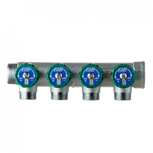 Коллектор Far (FK 3824 134) 1 ВР(г) х 4 выхода 3/4 НР(ш) ЕК х 1 НР(ш) регулируeмый (ФАР)