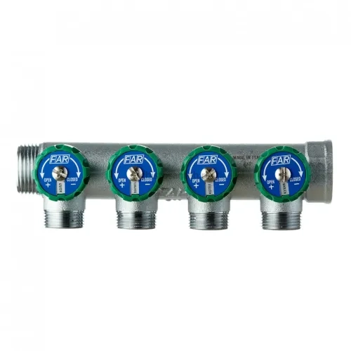 Коллектор Far (FK 3824 134) 1 ВР(г) х 4 выхода 3/4 НР(ш) ЕК х 1 НР(ш) регулируeмый (ФАР)