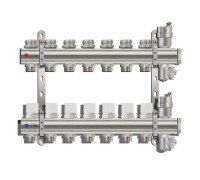 Коллектор TIM на 7 выхода для отопления, латунный корпус, без расходомера и кранов (KB007 TIM)