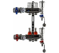 Коллектор TIM на 2 выхода для теплого пола, латунный корпус, C расходомерами, в сборе (KА002 TIM)