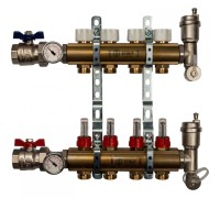 Коллекторная группа из латуни с расходомерами 4 выхода STOUT