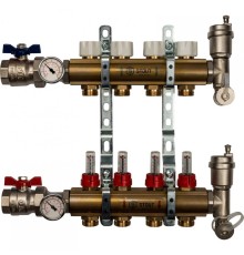 Коллекторная группа из латуни с расходомерами 4 выхода STOUT