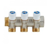 Коллектор распределительный Stout (SMB 6851 013403) 1 ВР(г) х 3 выхода 3/4 НР(ш) ЕК х 1 НР(ш) регулируeмый