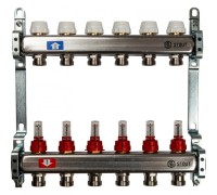 Коллектор STOUT SMS 0917 000006 на 6 выходов, из нержавеющей стали с расходомерами