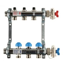 Коллекторная группа REHAU HKV на 3 выхода (РЕХАУ - 12180311001)1"x3/4"ЕК из нержавеющей стали с регулирующими и термостатическими вентилям