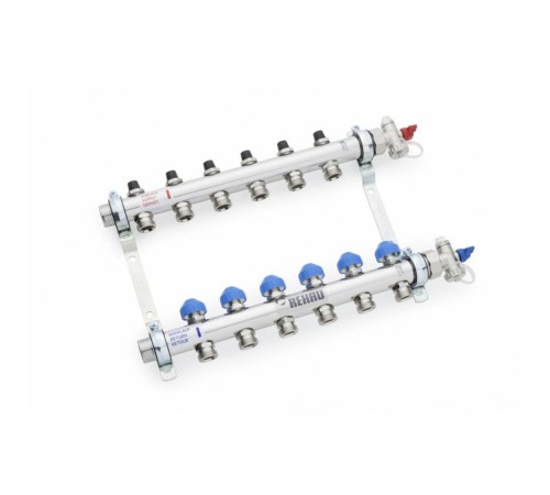 Коллекторная группа REHAU HKV на 8 выходов (РЕХАУ - 12180811001)1"x3/4"ЕК из нержавеющей стали с регулирующими и термостатическими вентилям Коллекторная группа REHAU HKV на 8 выходов (РЕХАУ - 12180811001)1"x3/4"ЕК из нержавеющей стали с регулирующими и термостатическими вентилям