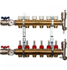 Коллекторная группа из латуни с расходомерами 6 выходов STOUT