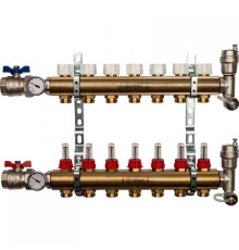 Коллекторная группа из латуни с расходомерами 7 выходов STOUT