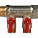 Коллектор распределительный 3/4" с запорными кранами и 2 отводами 1/2", ручки красные STOUT