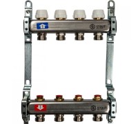 Коллектор STOUT SMS 0922 000004 на 4 выхода, из нержавеющей стали без расходомеров