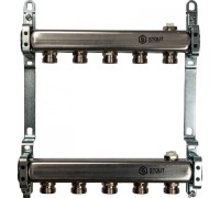 Коллекторная группа из нержавеющей стали для радиаторной разводки без расходомеров на 5 выходов STOUT