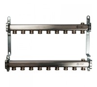 Коллекторная группа из нержавеющей стали для радиаторной разводки без расходомеров на 9 выходов STOUT