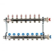Коллекторная группа REHAU HKV-D на 8 выходов (РЕХАУ - 12080811002)1"x3/4"ЕК из нержавеющей стали с регулирующими и термостатическими вентилями и расходомерами