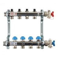 Коллекторная группа REHAU HKV на 4 выхода (РЕХАУ - 12180411001)1"x3/4"ЕК из нержавеющей стали с регулирующими и термостатическими вентилям