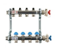 Коллекторная группа REHAU HKV на 4 выхода (РЕХАУ - 12180411001)1"x3/4"ЕК из нержавеющей стали с регулирующими и термостатическими вентилям
