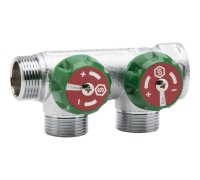 Коллектор регулирующий распределительный 3/4" с 2 отводами 3/4" ЕК, хромированный STOUT