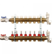 Коллекторная группа из латуни с расходомерами 8 выходов STOUT