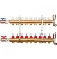 Коллекторная группа из латуни с расходомерами 9 выходов STOUT