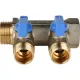 Коллектор распределительный 3/4" с запорными кранами и 2 отводами 1/2", ручки синие STOUT