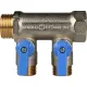 Коллектор распределительный 3/4" с запорными кранами и 2 отводами 1/2", ручки синие STOUT