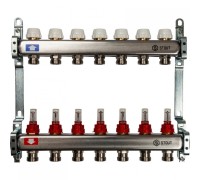 Коллектор STOUT SMS 0917 000007 на 7 выходов, из нержавеющей стали с расходомерами