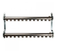 Коллекторная группа из нержавеющей стали для радиаторной разводки без расходомеров на 12 выходов STOUT