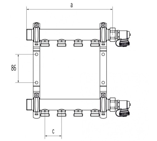 Коллекторная группа REHAU HLV на 10 выходов (РЕХАУ - 11102161001)1"x3/4"ЕК из нержавеющей стали Коллекторная группа REHAU HLV на 10 выходов (РЕХАУ - 11102161001)1"x3/4"ЕК из нержавеющей стали