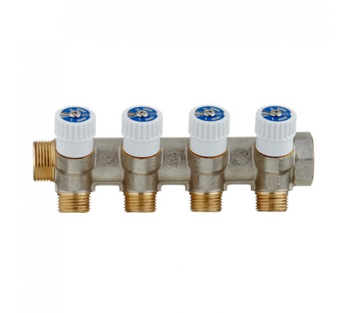 Коллектор Stout (SMB 6851 341204) 3/4 ВР(г) х 4 выхода 1/2 НР(ш) х 3/4 НР(ш) регулируeмый