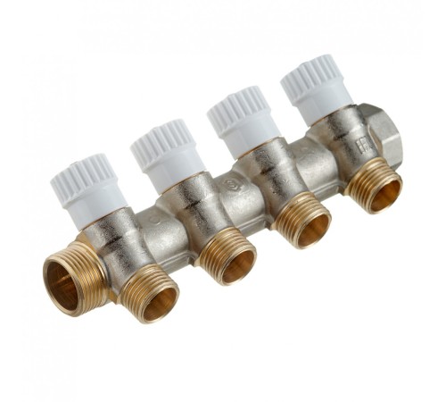Коллектор Stout (SMB 6851 341204) 3/4 ВР(г) х 4 выхода 1/2 НР(ш) х 3/4 НР(ш) регулируeмый