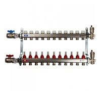 Коллекторная группа в сборе из нержавеющей стали с расходомерами на 11 выходов STOUT