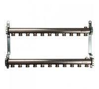 Коллекторная группа из нержавеющей стали для радиаторной разводки без расходомеров на 11 выходов STOUT