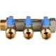 Коллектор распределительный 3/4" с запорными кранами и 3 отводами 1/2", ручки синие STOUT